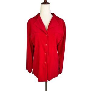 Express top jacket (shacket) women’s XS red long sleeve collared button down